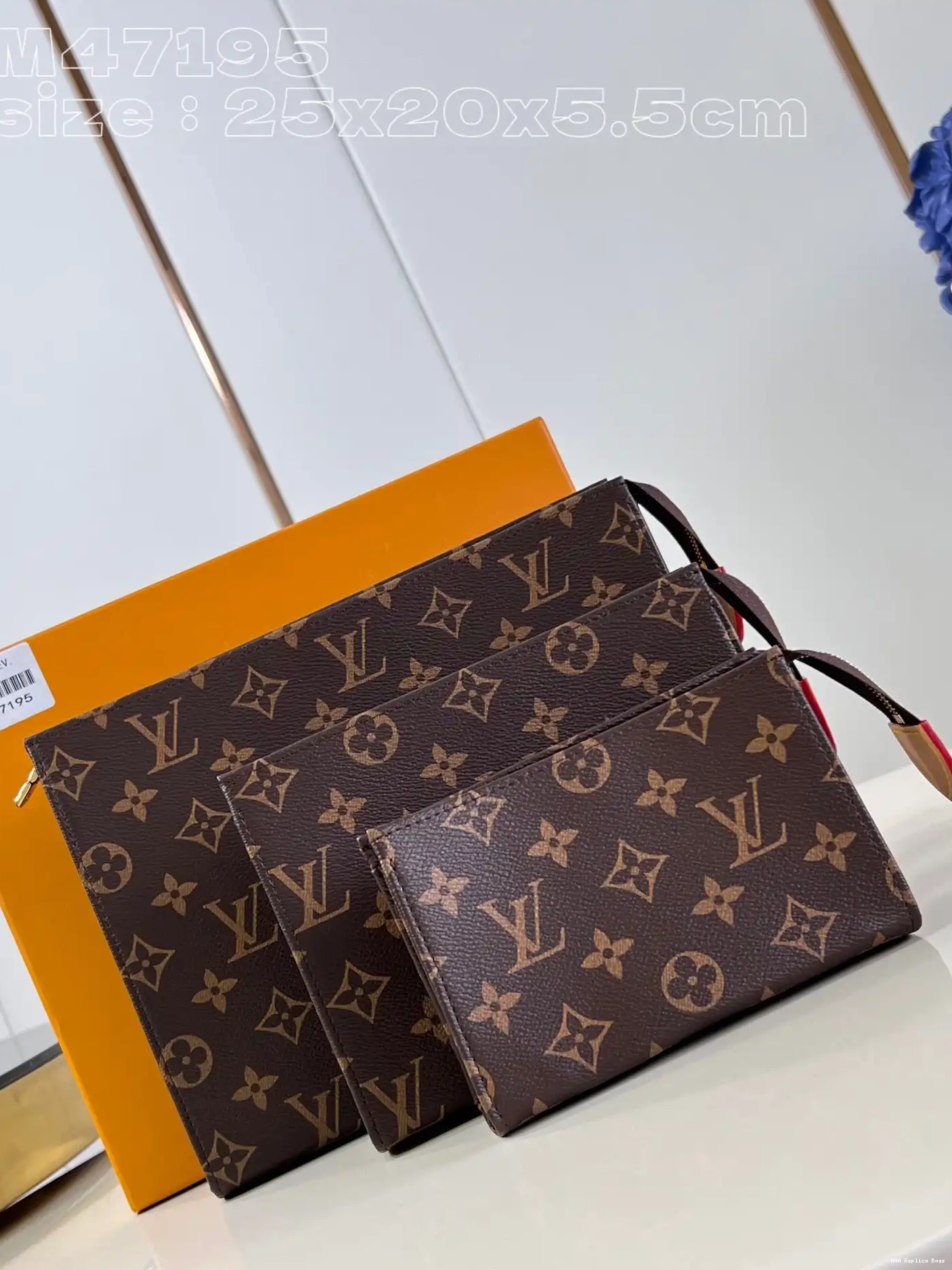 Aaa replica bags Toilet VUITTON LOUIS Trio Pouch-25*20*5.5cm 0604